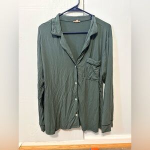 Eberjey Green Modal Button Down Pajama Top Sleep Shirt Women’s Medium